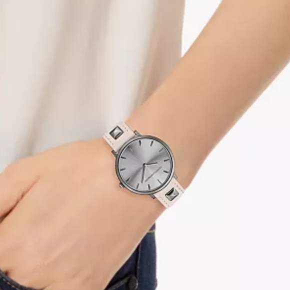 Rebecca Minkoff Major Blush Leather Strap Watch - Picture 1 of 8